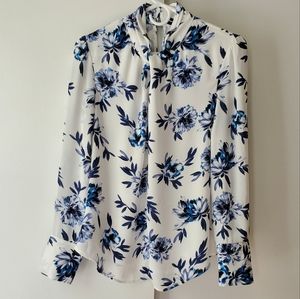 WHBM Floral Knotted Neck Blouse